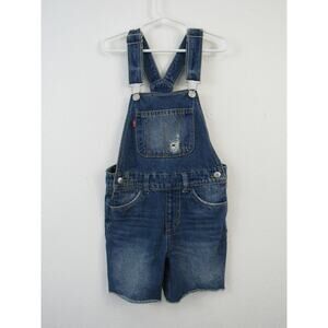 Levi's Shortalls 6 Reg Denim Distressed Overalls Shorts Frayed Hems Cut Off